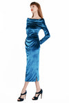 Dione Wrapped Shoulder Velvet Maxi Dress