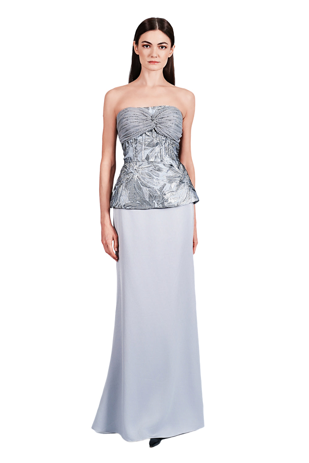 Evangelyn Strapless Jacquard and Satin Gown