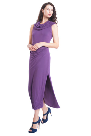 Seiya Detachable Neck Wrap Sleeveless Maxi Jersey Dress