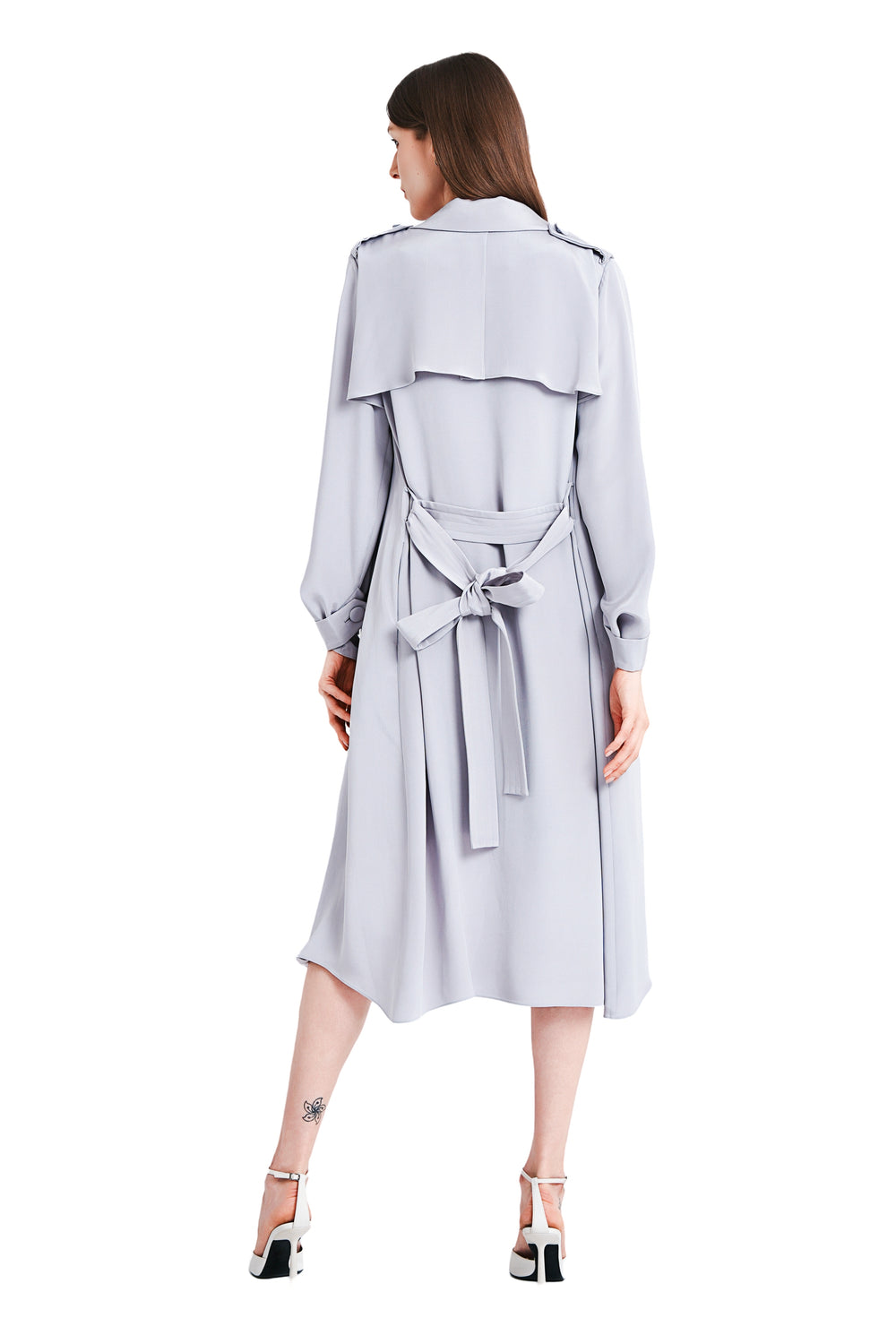 Sohila Silk Crepe Maxi Trench Coat