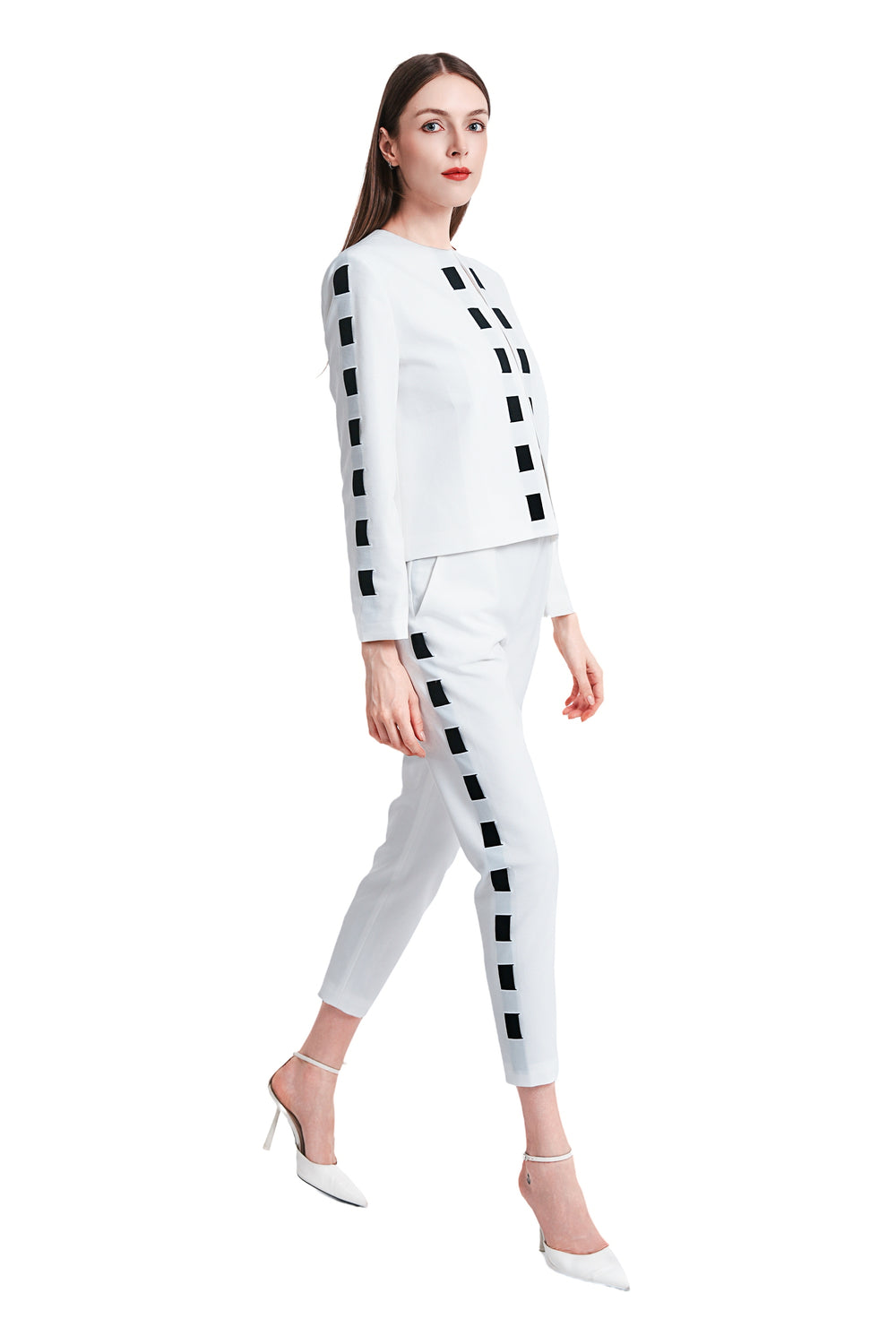 Cavon Ribbon Linen Jacket in White