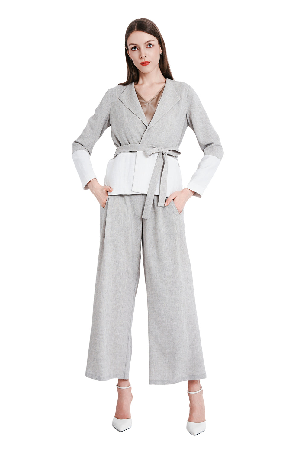 Zola Open Neck Linen Wrap Jacket