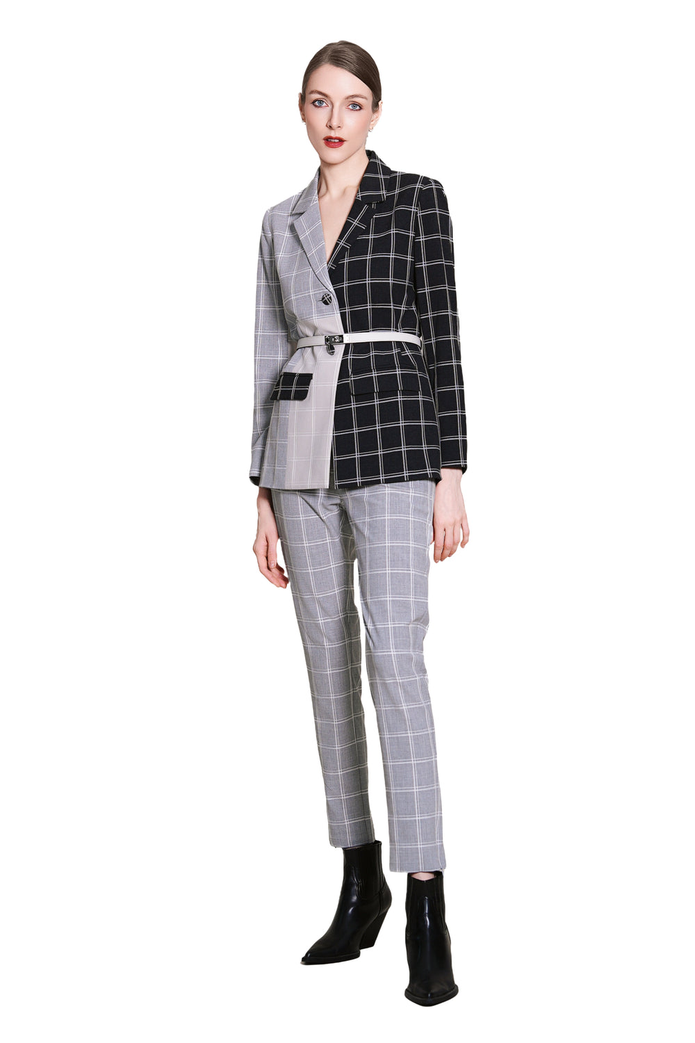 Jadina Trousers in Checkered Wool Suiting