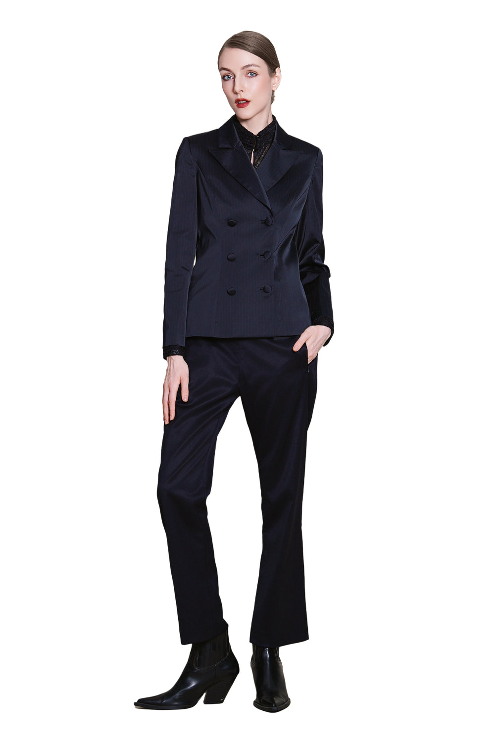 Kannes Luxe Wool Suiting Straight Legged Trousers
