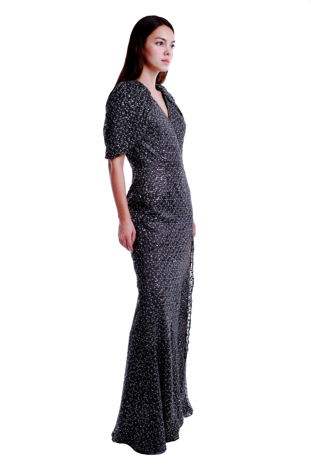 Helena Sequins Cape Gown