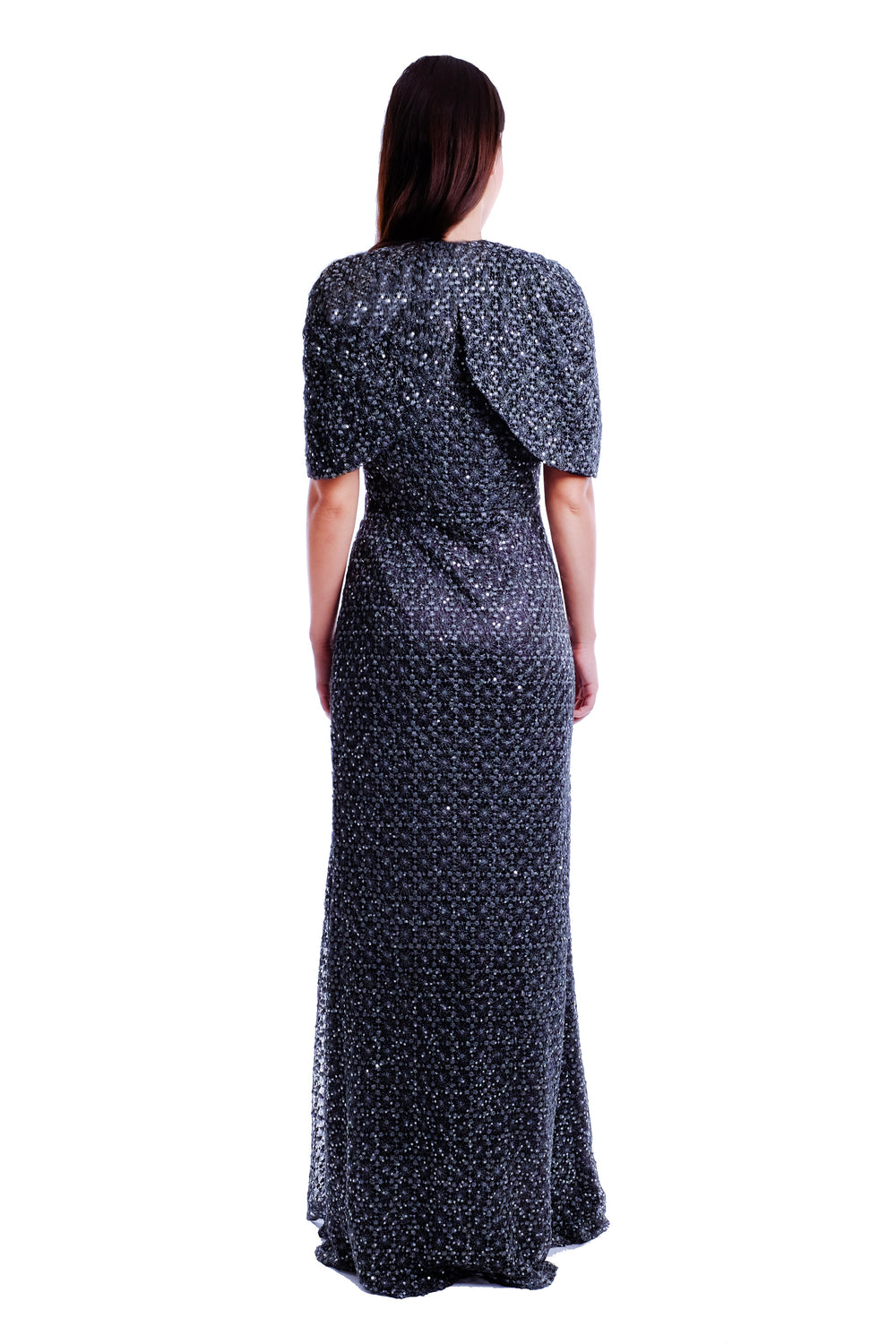 Helena Sequins Cape Gown