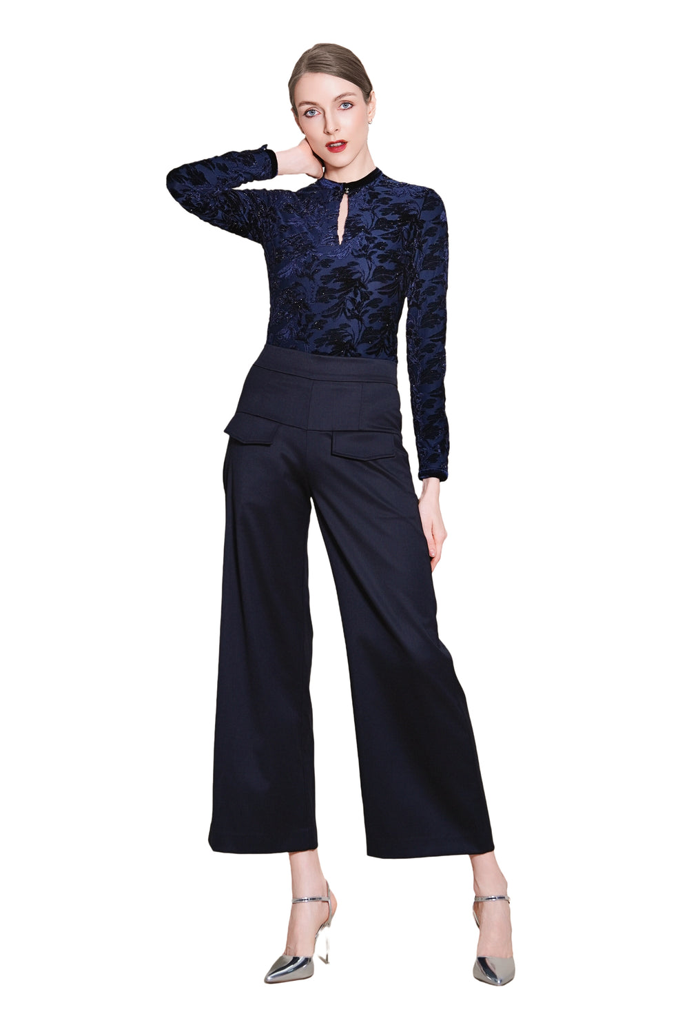 Emanda Luxe Wool Suiting Straight Leg Trousers