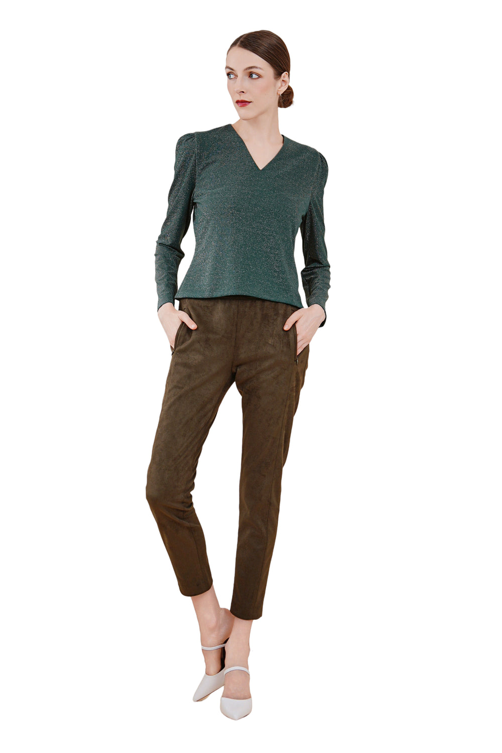 Maddy Vegan Suede Fitted Pants