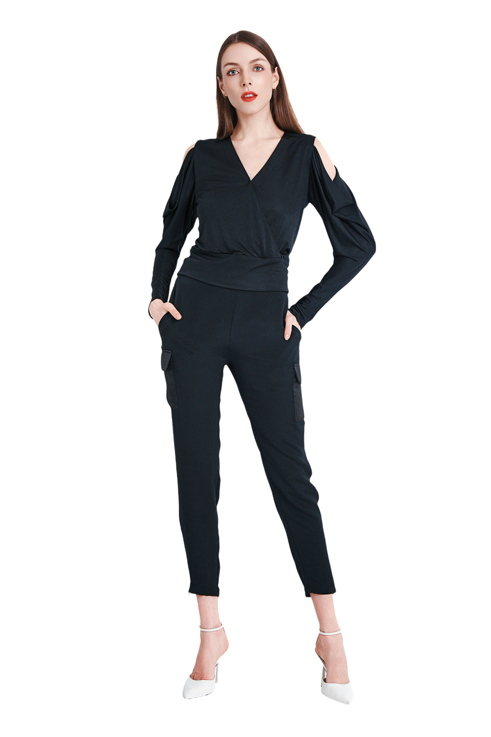 Jayden Cargo Style Silk Crepe Pants