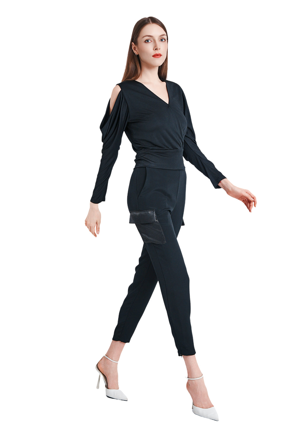 Solene Drape Shoulder Jersey Top