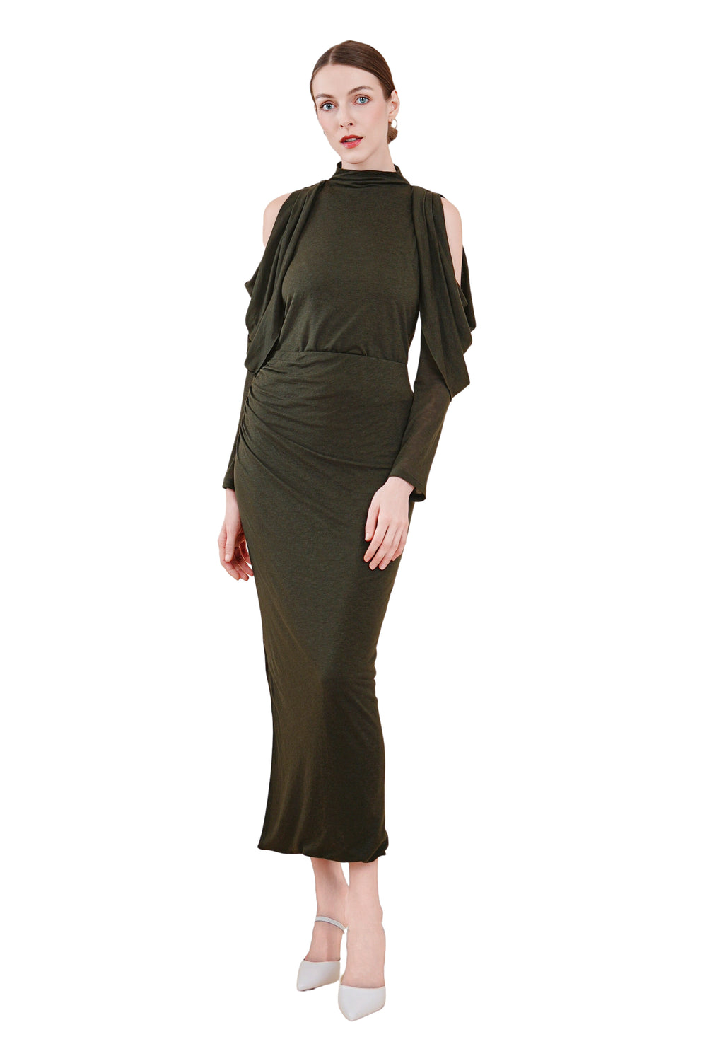 Goya Open-Shoulder Drapery Top