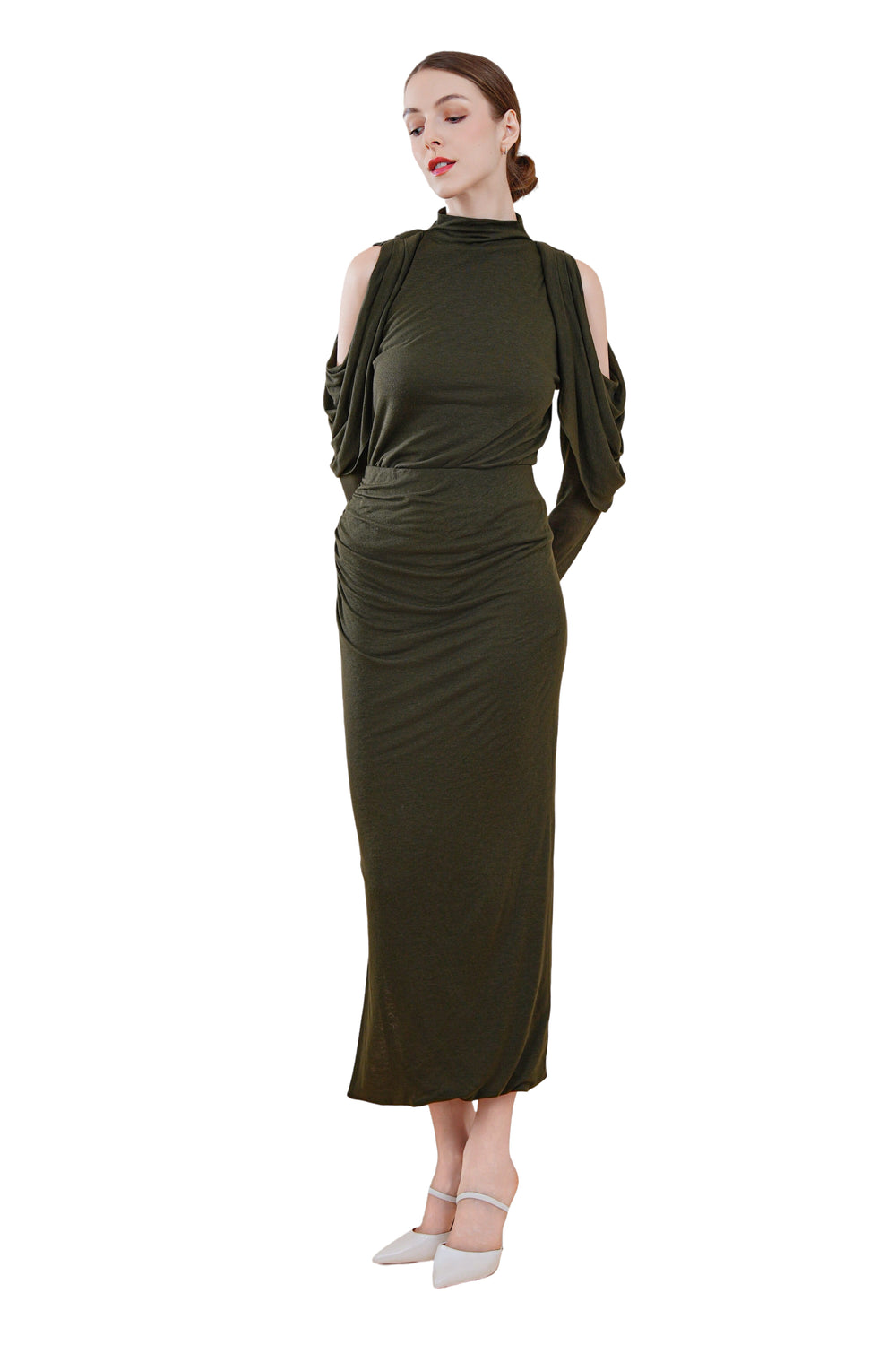 Goya Open-Shoulder Drapery Top