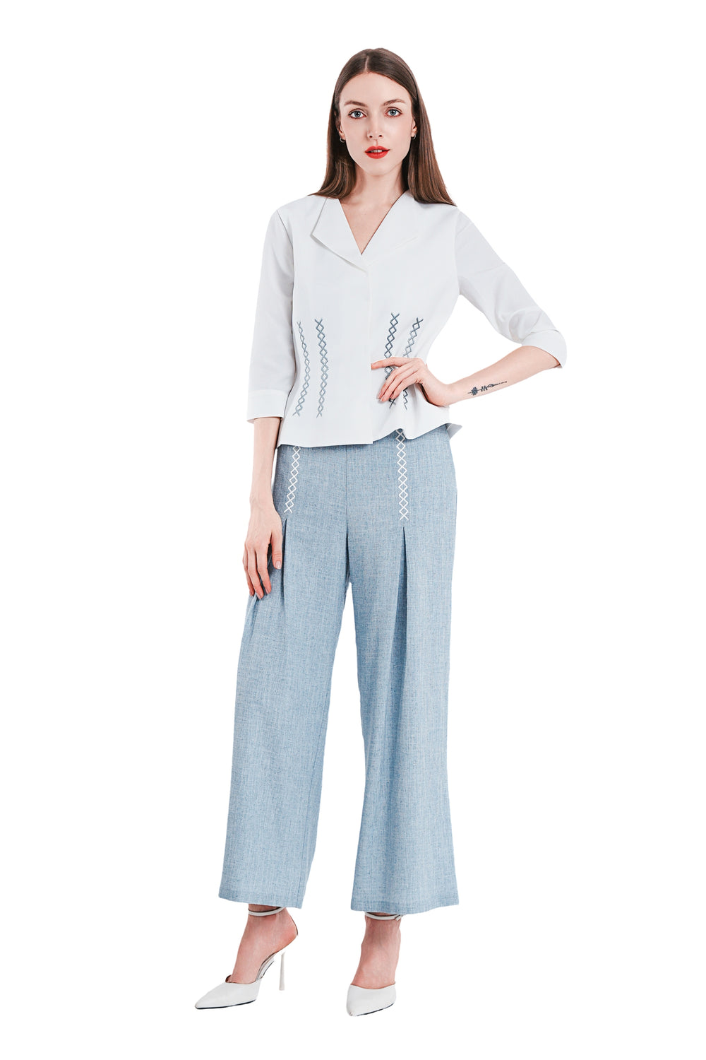 Anisha Embroidered Linen Pants
