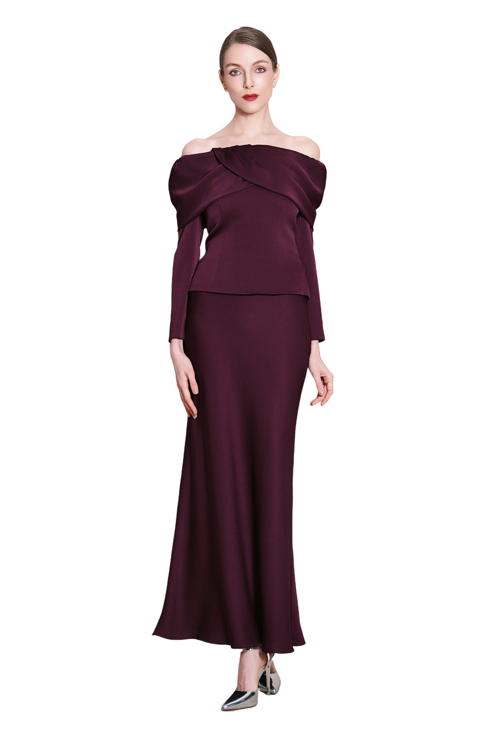 Joycelyne Evening Off-Shoulder Satine Top