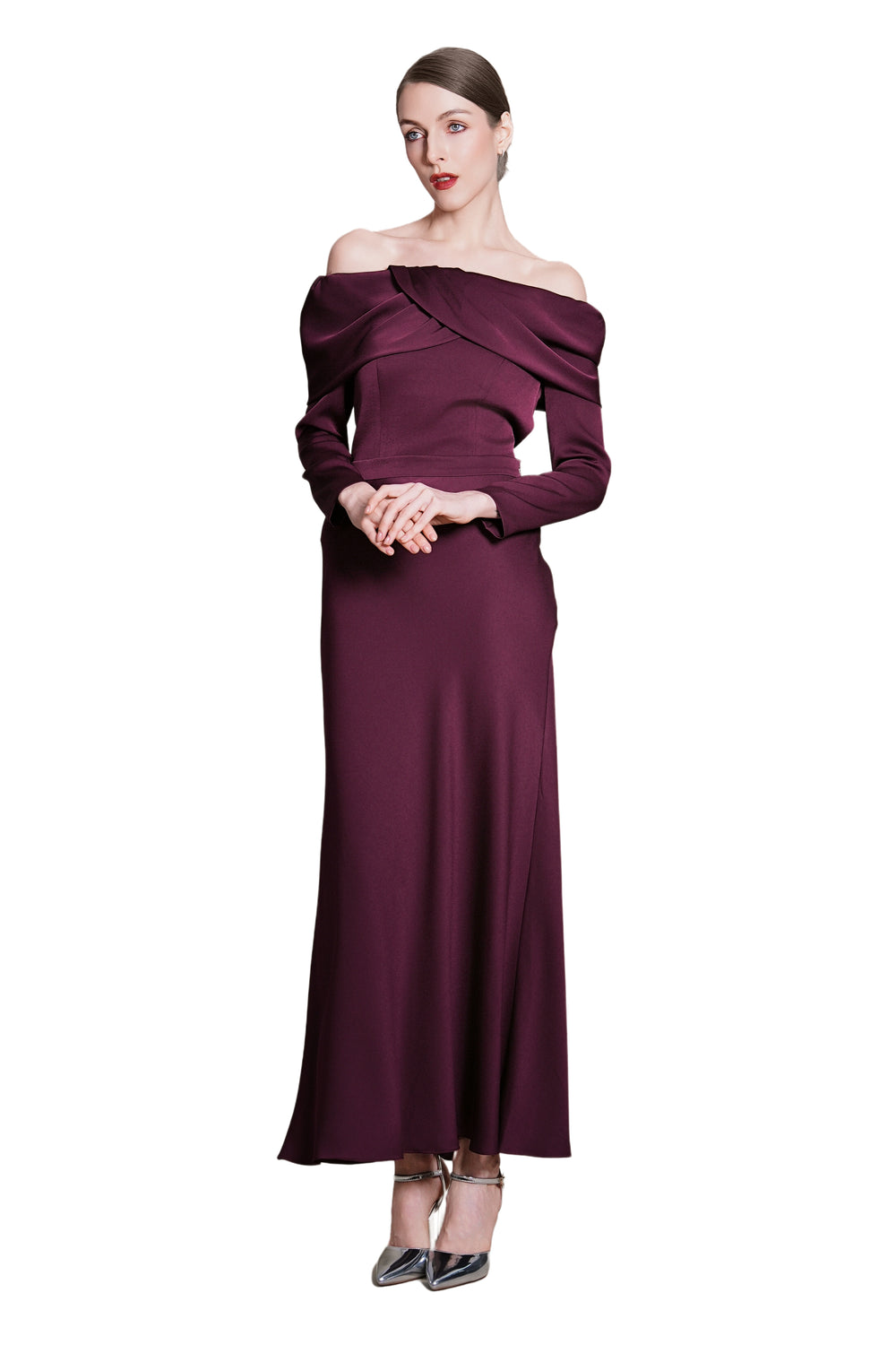 Joycelyne Evening Off-Shoulder Satine Top