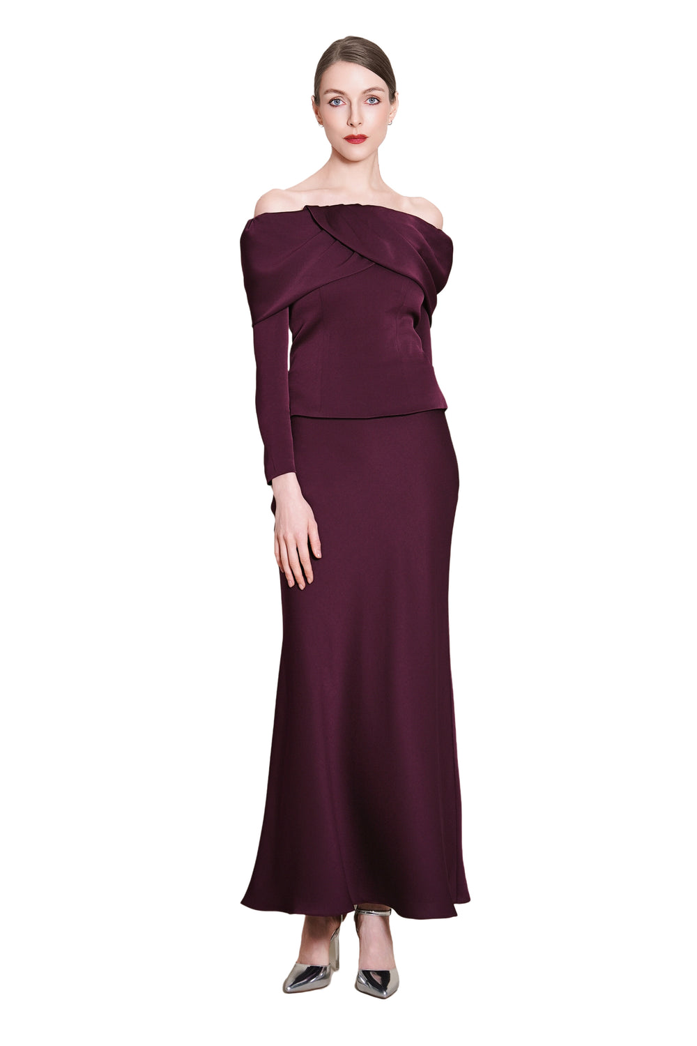 Joycelyne Evening Off-Shoulder Satine Top