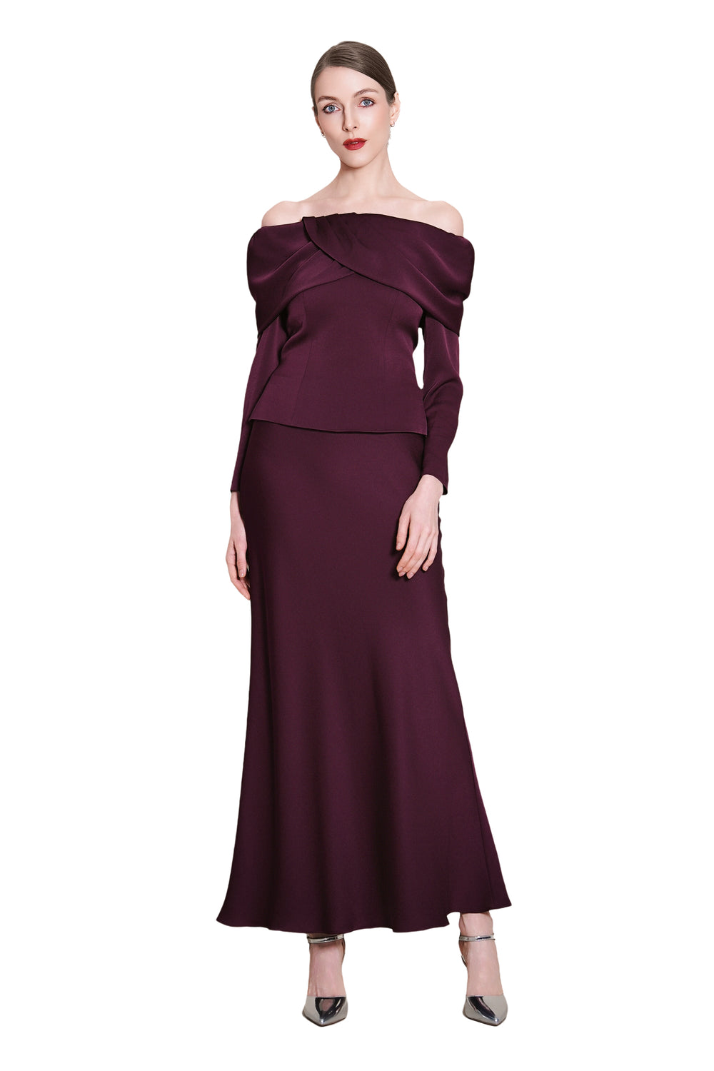 Joycelyne Evening Off-Shoulder Satine Top