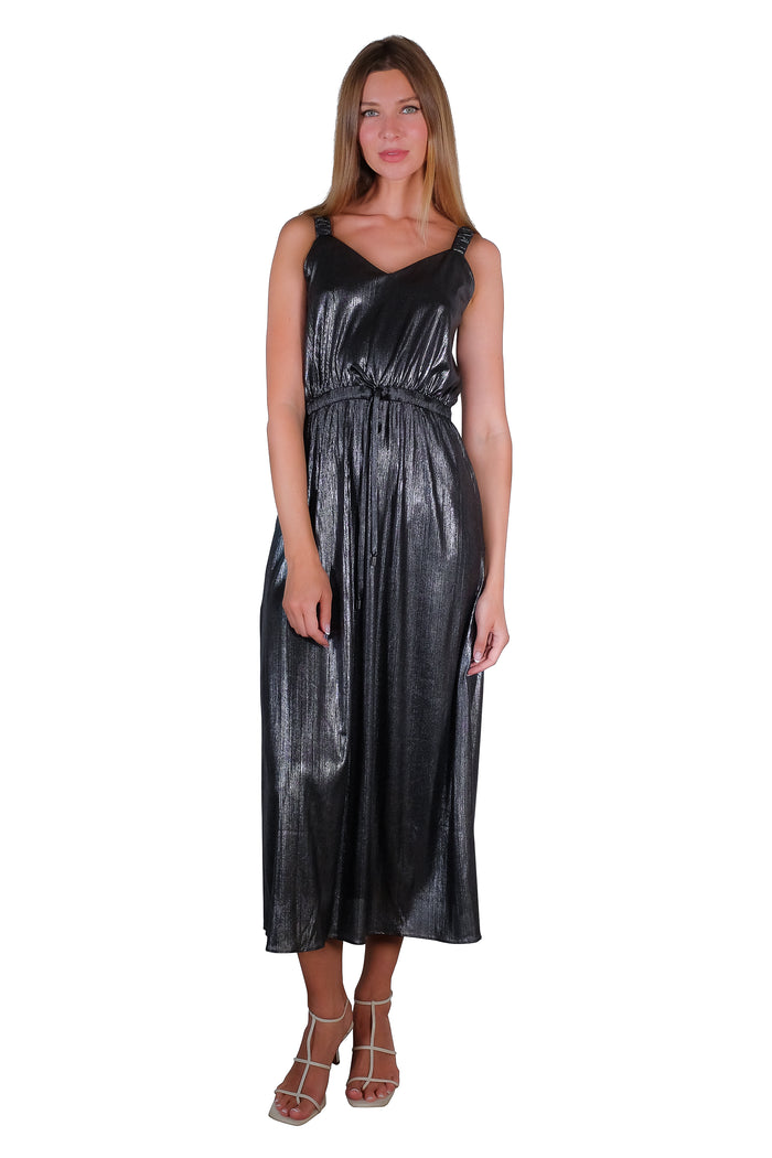 Alexa Metallic Rib Knit Maxi Dress
