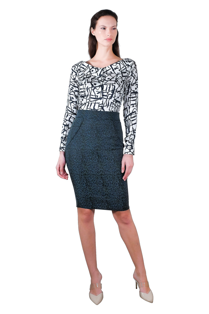 Philina Open Neck Top in Silk Print