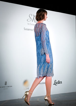 Dia Lace Embroidered Dress (Blue)