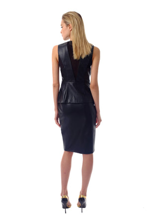 Lori Split Front Leather Skirt