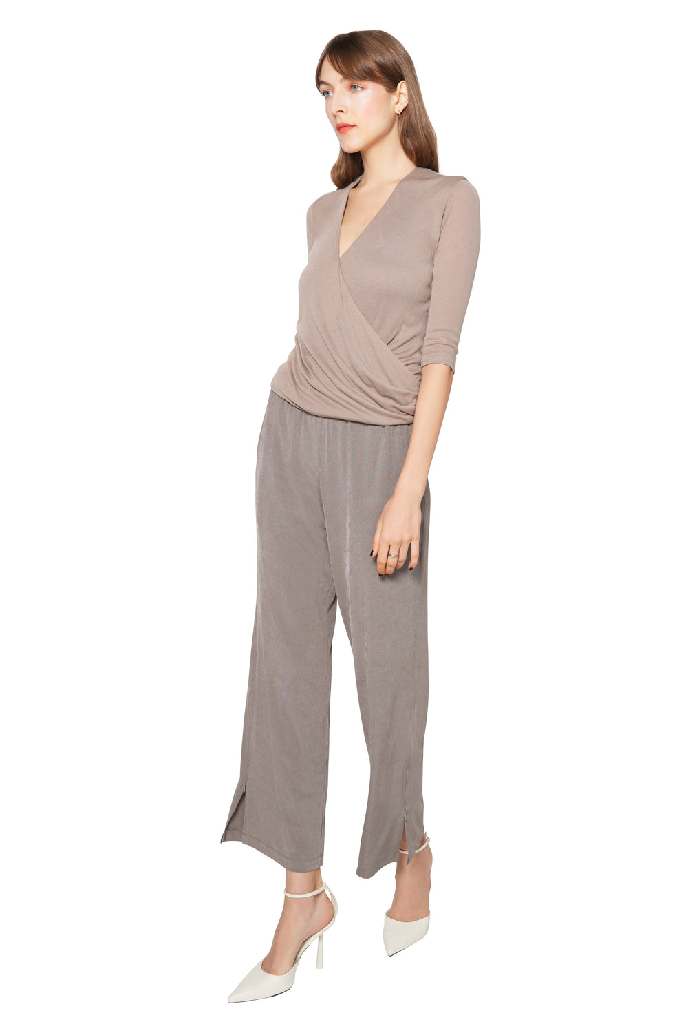 Sonya Mid-Sleeves Wrap Effect Top