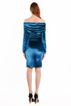 Dione Wrapped Shoulder Velvet Dress