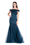 Theia Matte Open Zip Off-Shoulder Gown
