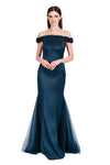 Theia Matte Open Zip Off-Shoulder Gown