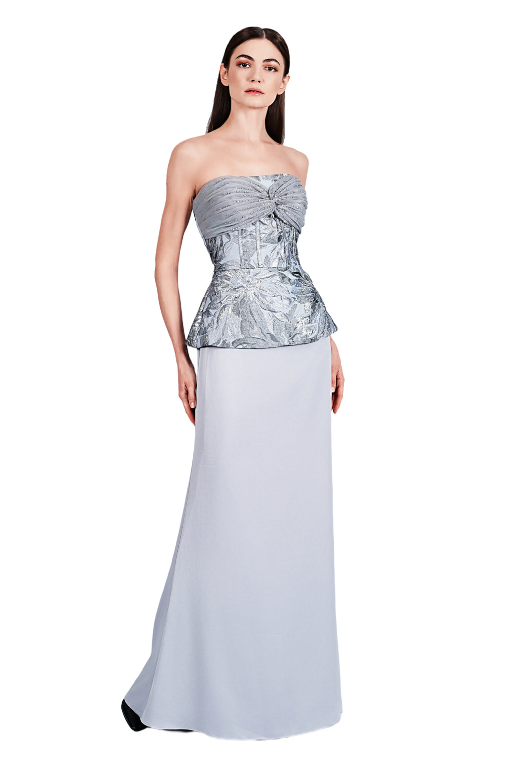 Evangelyn Strapless Jacquard and Satin Gown