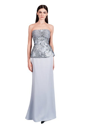 Evangelyn Strapless Jacquard and Satin Gown