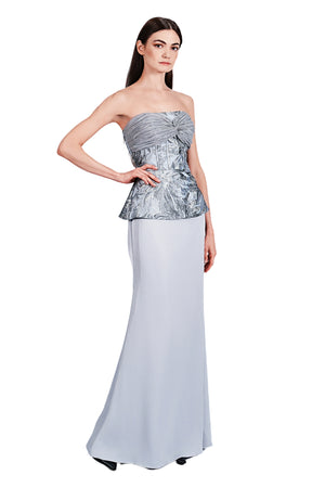 Evangelyn Strapless Jacquard and Satin Gown
