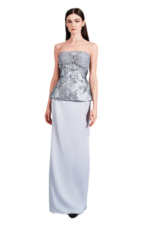 Evangelyn Strapless Jacquard and Satin Gown