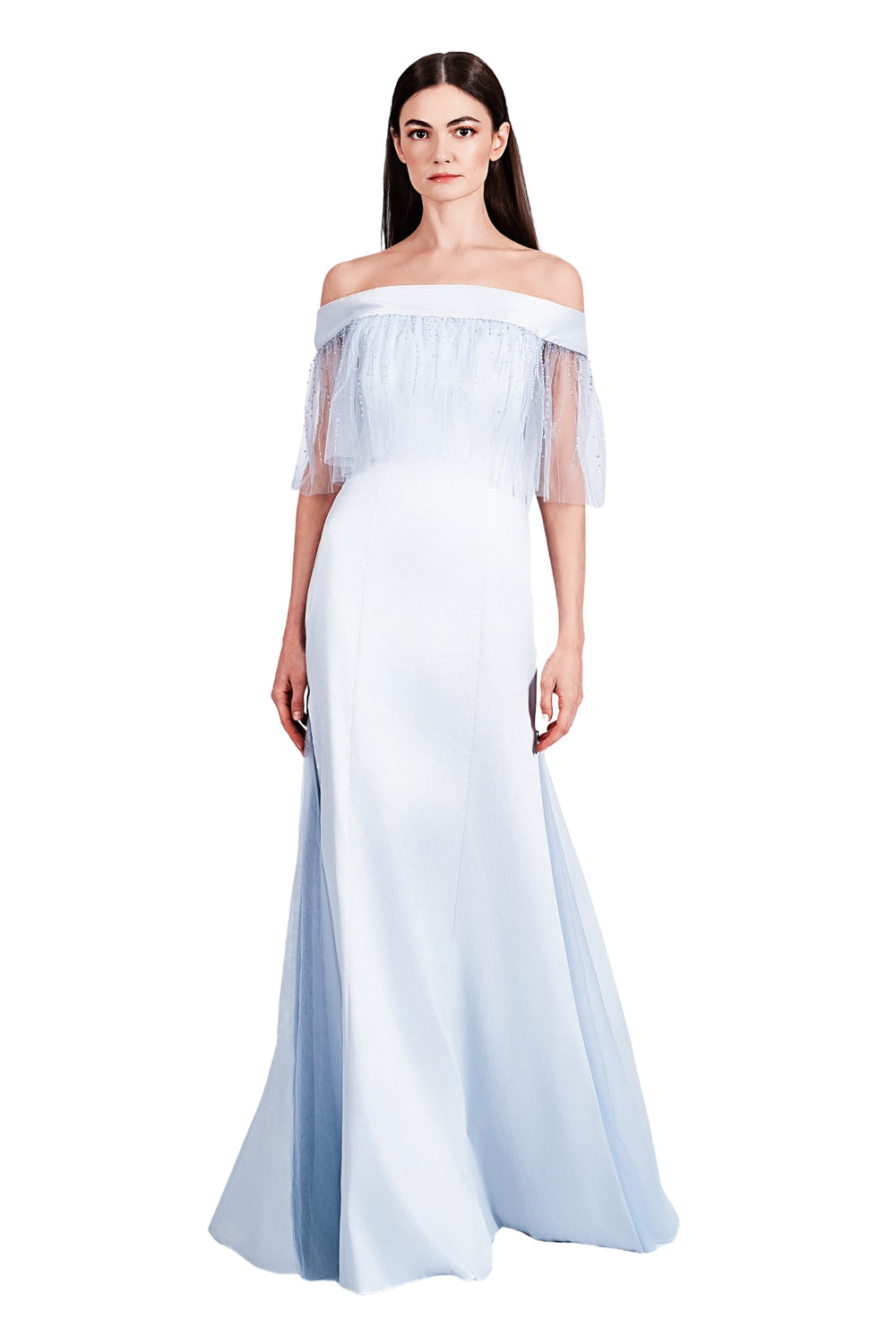 Cinella Matte Satine with Elastin Convertible Open Zipper Tulle Hem