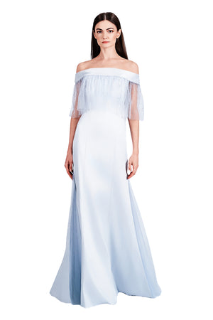 Cinella Matte Satine with Elastin Convertible Open Zipper Tulle Hem
