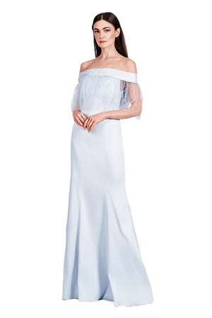 Cinella Matte Satine with Elastin Convertible Open Zipper Tulle Hem