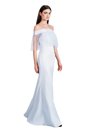 Cinella Matte Satine with Elastin Convertible Open Zipper Tulle Hem