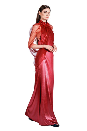 Aglaia Drapery Tulle and Velvet Embroidery Gown