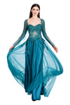 Rhea Lace Emb. Gown with Long Sleeves Cape