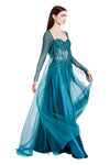 Rhea Lace Emb. Gown with Long Sleeves Cape