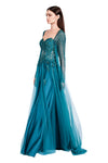 Rhea Lace Emb. Gown with Long Sleeves Cape