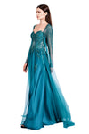 Rhea Lace Emb. Gown with Long Sleeves Cape