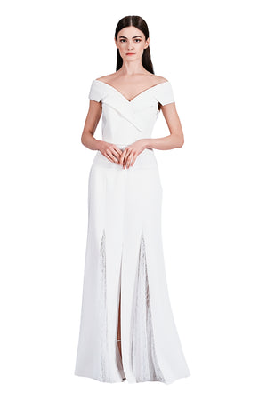 Estelle Tux Inspired Satin and Lace Gown