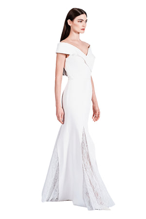 Estelle Tux Inspired Satin and Lace Gown