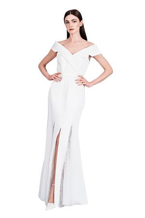 Estelle Tux Inspired Satin and Lace Gown
