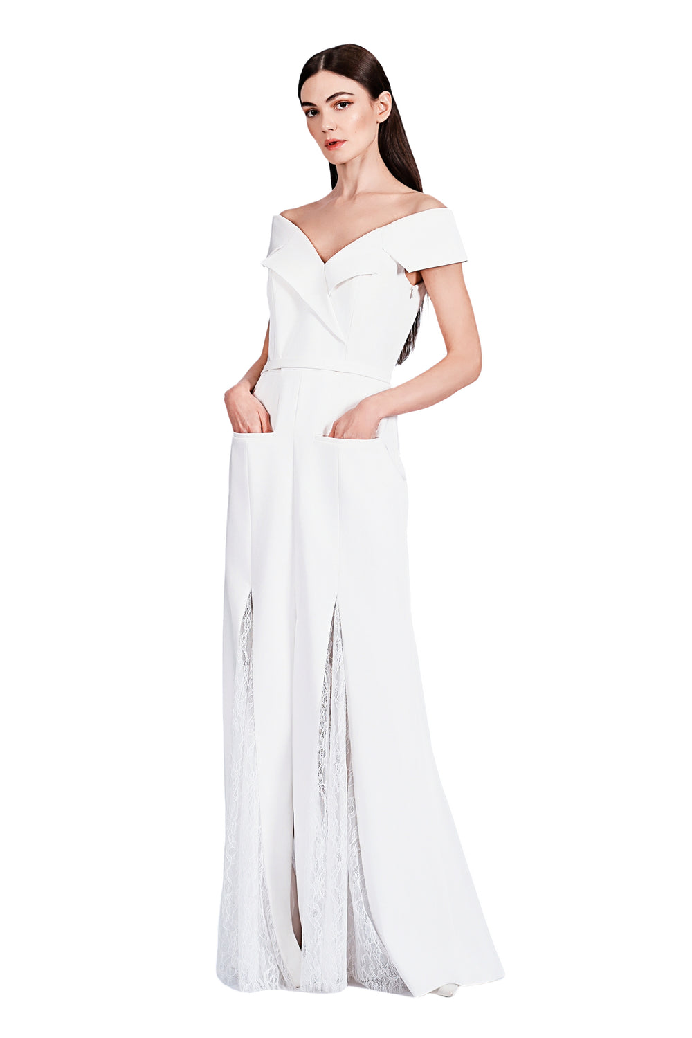 Estelle Tux Inspired Satin and Lace Gown