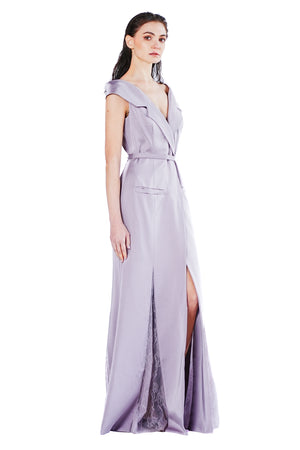 Estelle Tux Inspired Satin and Lace Gown