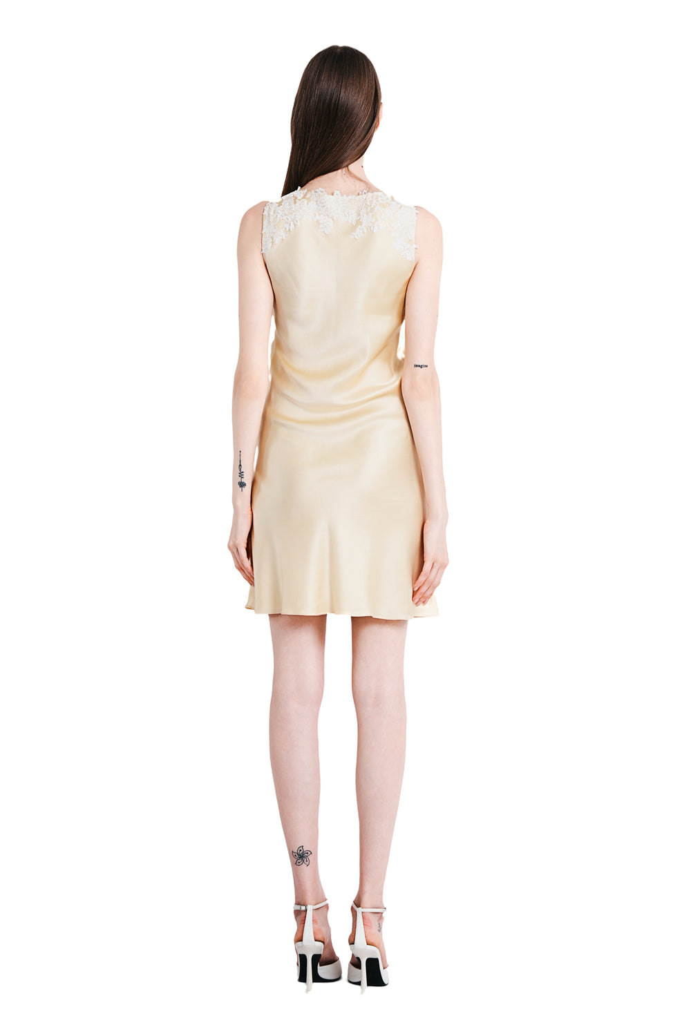 Millian Silk Dress with Lace Trims