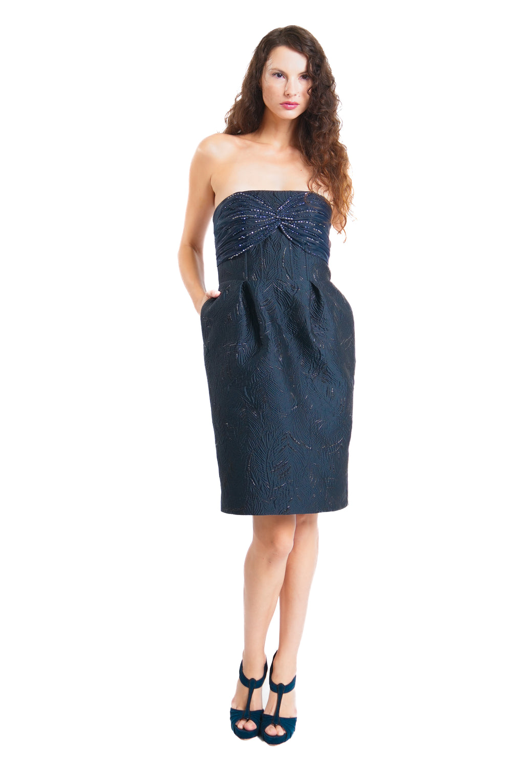 Evangelyn Couture Embroidery Jacquard Cocktail Dress
