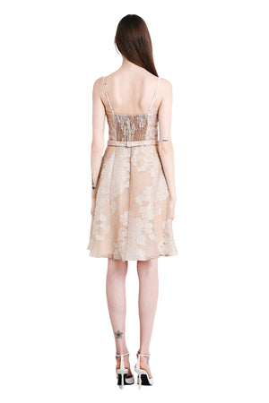 Phillipa Silk Organza Dress w/ Silk Chiffon Cape